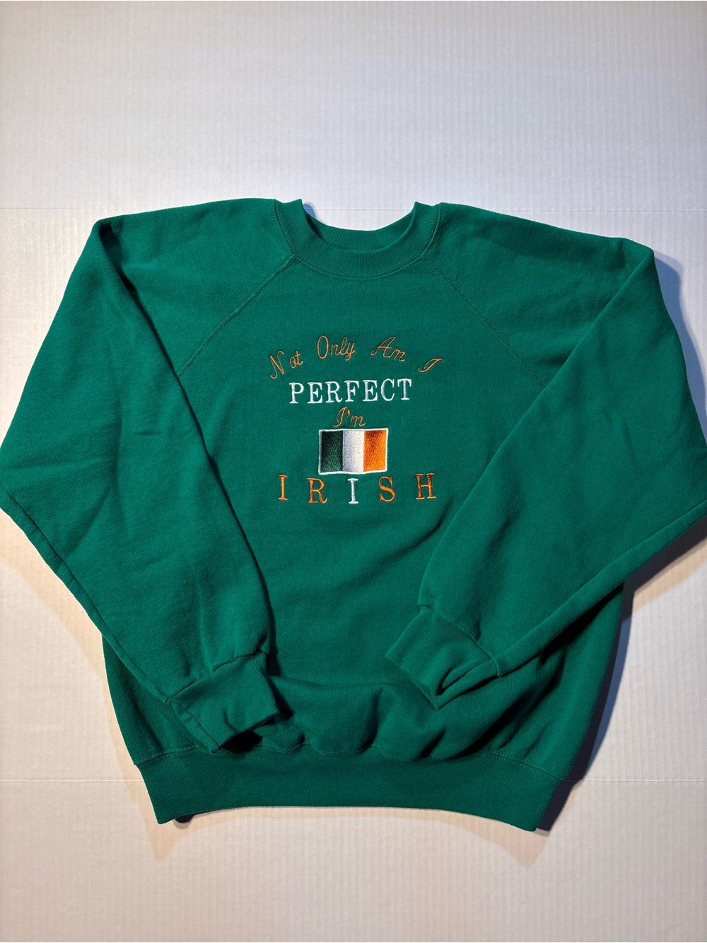 Vtg Tultex Perfect Irish Ireland Shamrock 90’s Raglan Crewneck Sweatshirt Sz L